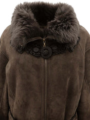 デザインモチーフムートンコート ブラウン #38