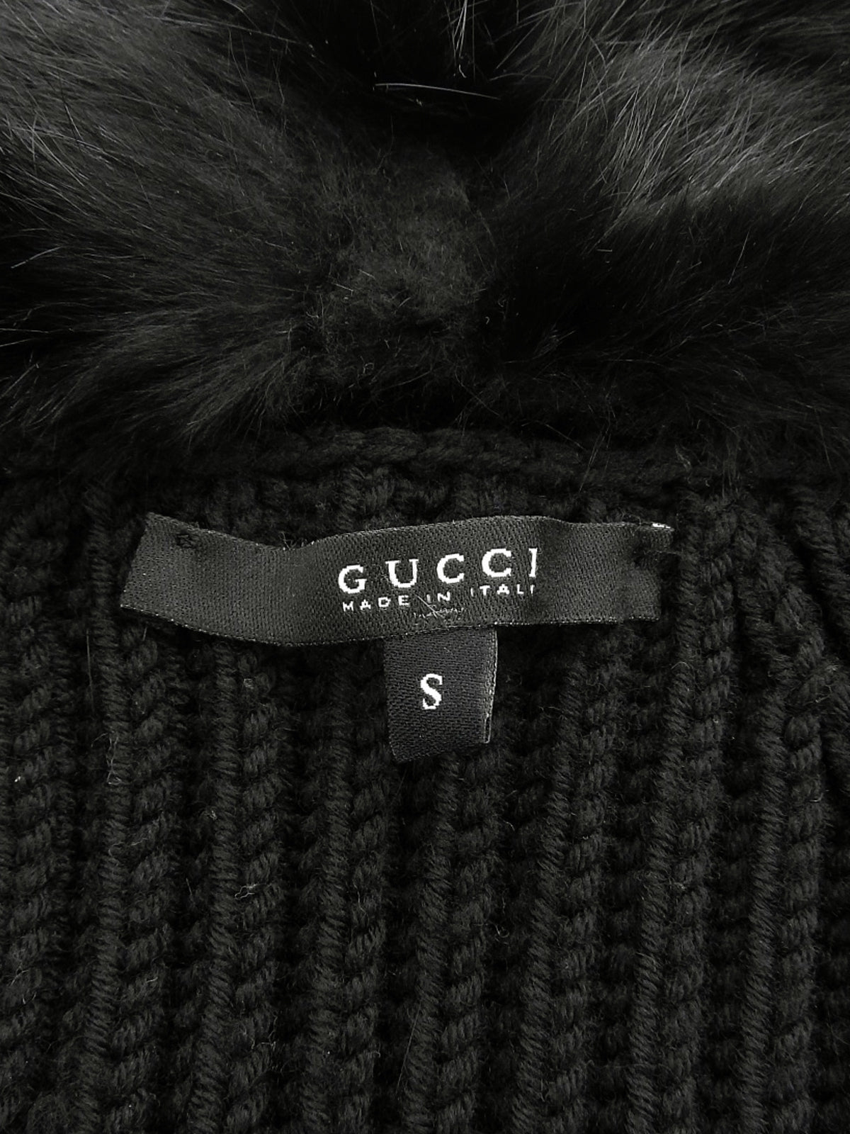 Faux Fur Knit Cardigan #S Black