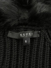 Faux Fur Knit Cardigan #S Black