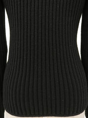 Faux Fur Knit Cardigan #S Black