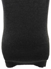 Silk and cashmere combination design print sleeveless top in charcoal gray/multi
