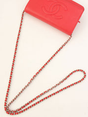 2016 model Caviar Skin CC Mark Stitch Chain Wallet Pink