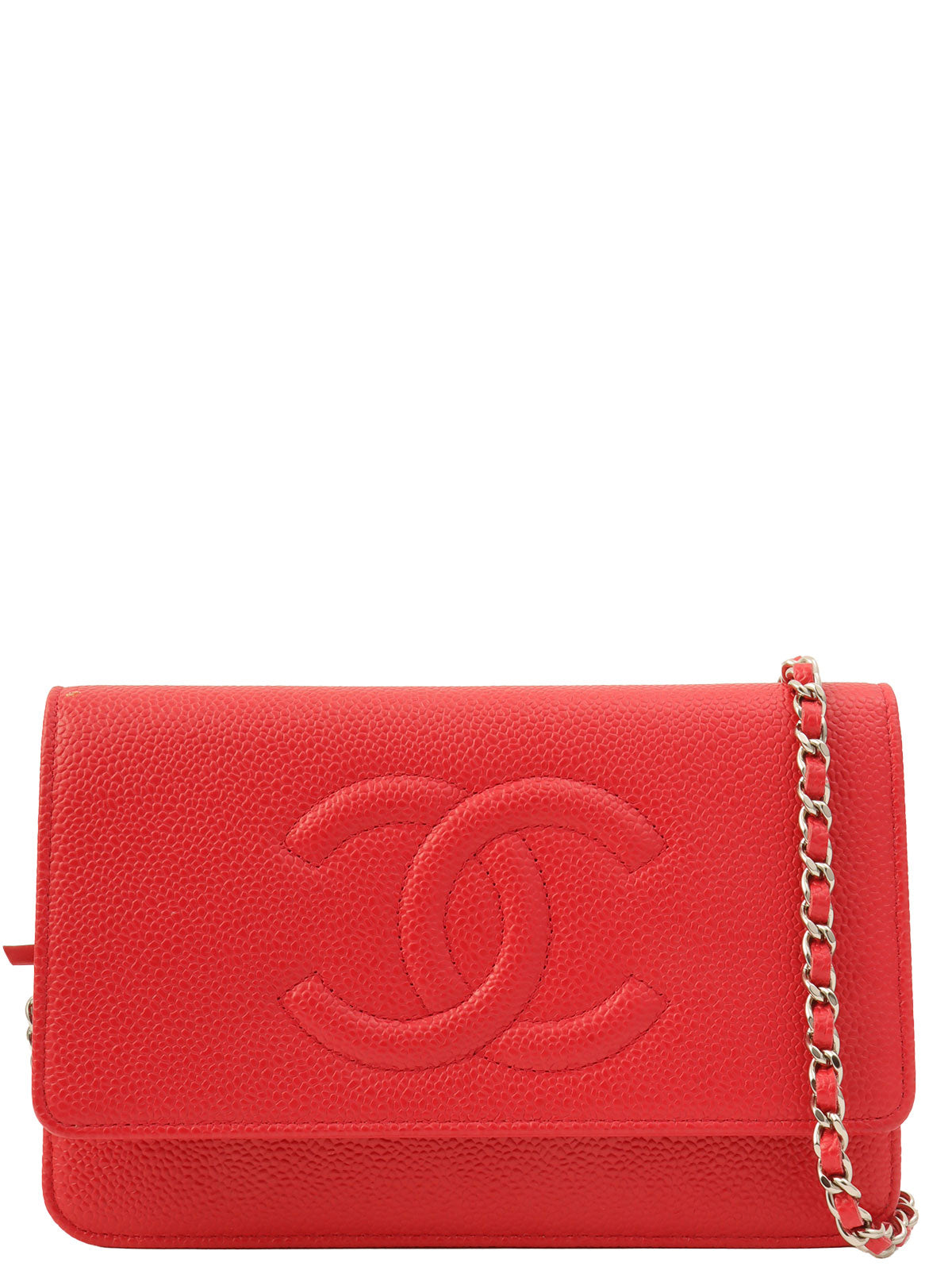 2016 model Caviar Skin CC Mark Stitch Chain Wallet Pink