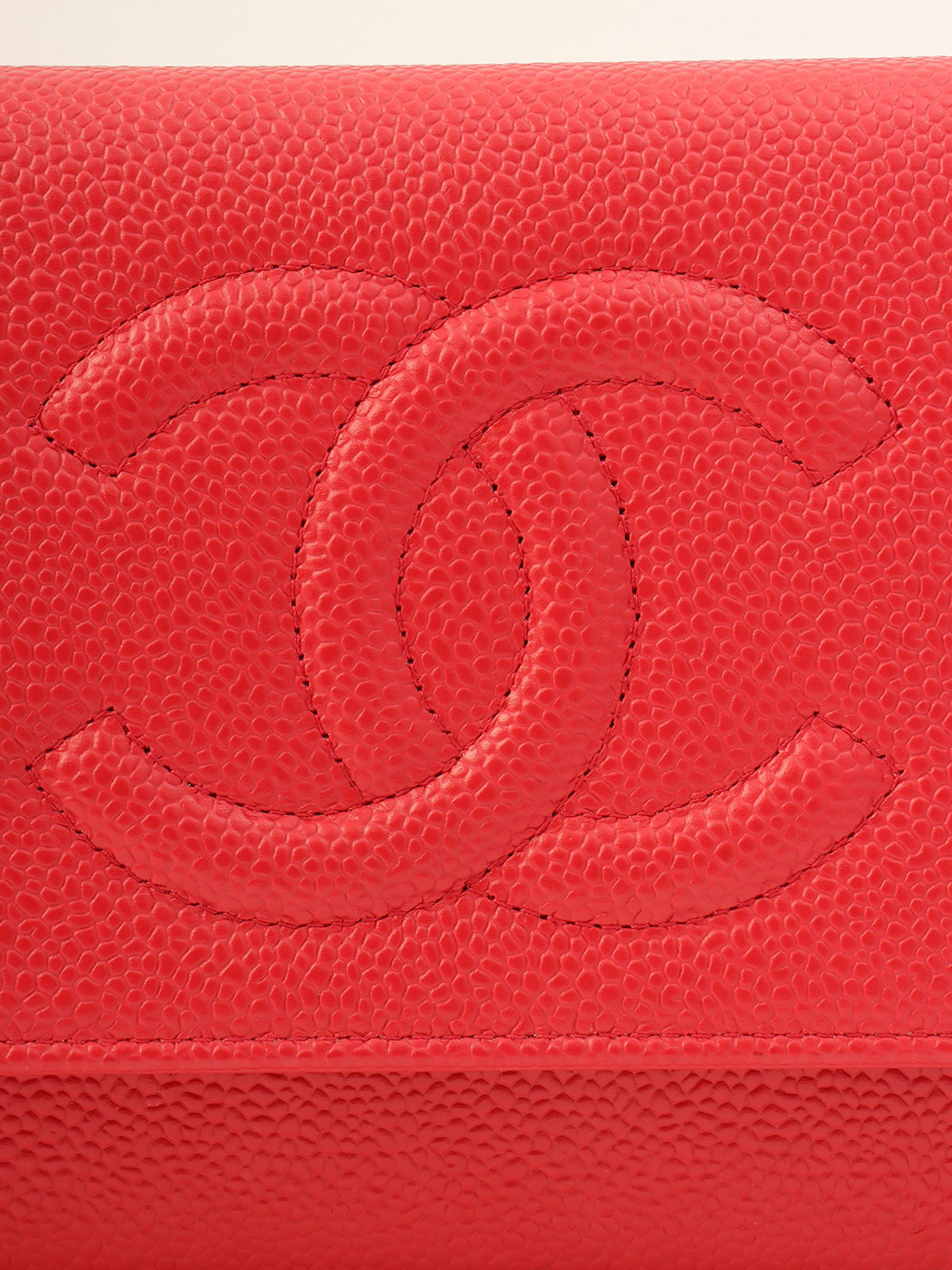 2016 model Caviar Skin CC Mark Stitch Chain Wallet Pink