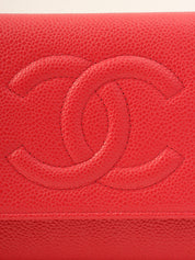 2016 model Caviar Skin CC Mark Stitch Chain Wallet Pink