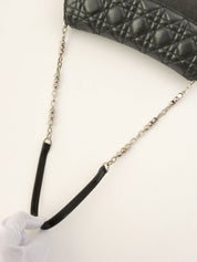 Cannage Stitch Chain Shoulder Bag in Black