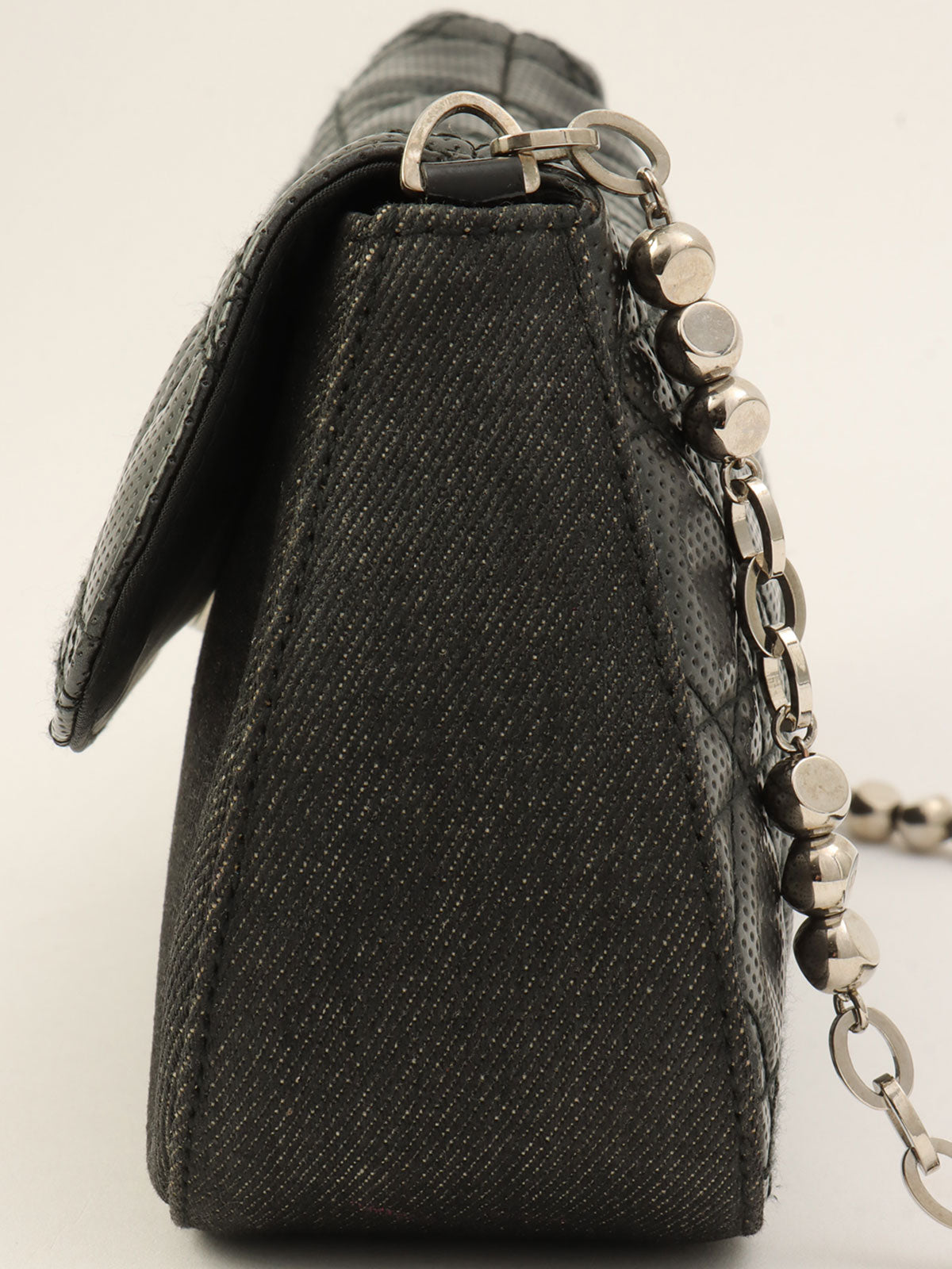 Cannage Stitch Chain Shoulder Bag in Black