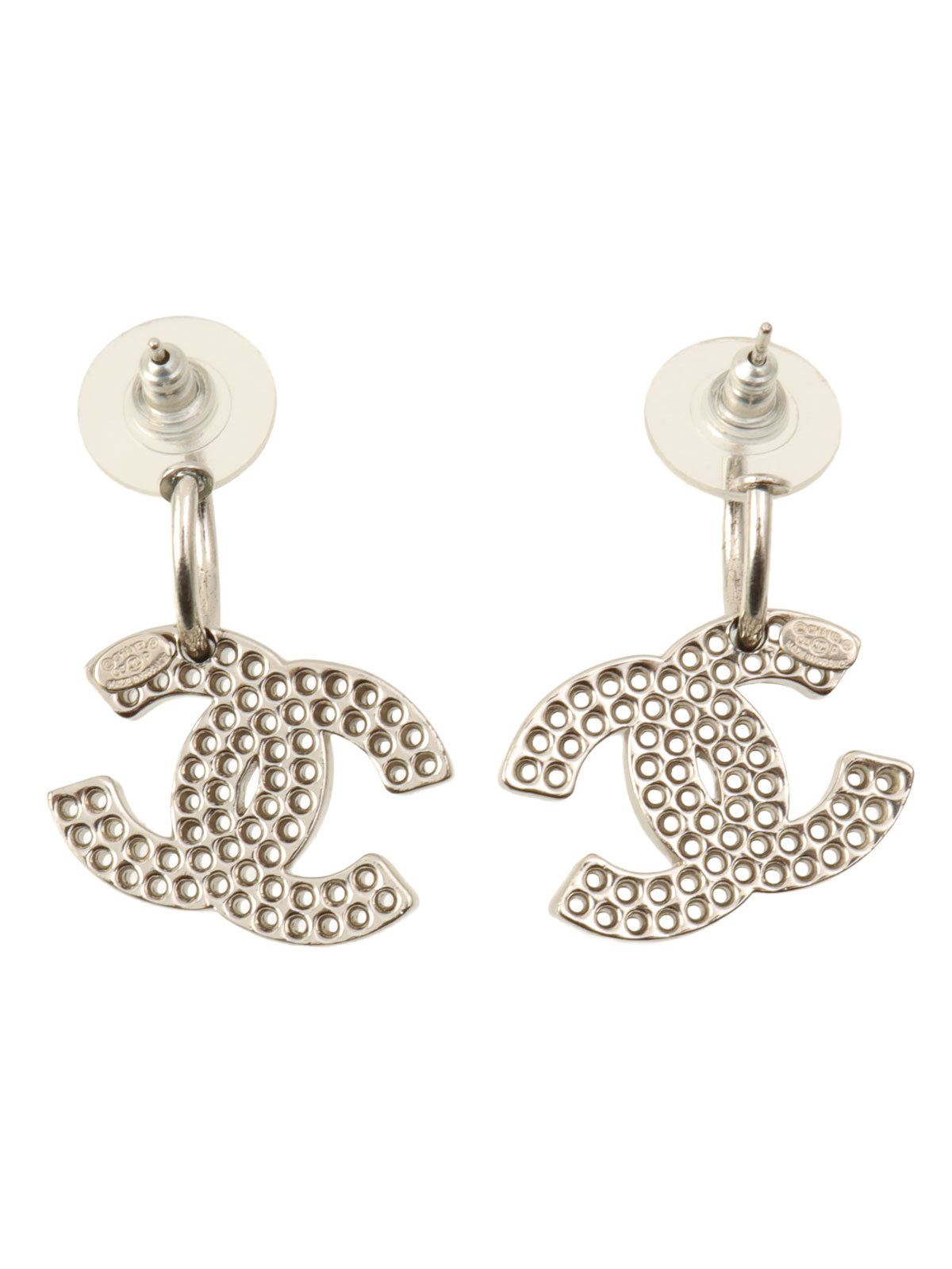 2003 Punched CC Mark Earrings, Silver