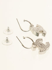 2003 Punched CC Mark Earrings, Silver