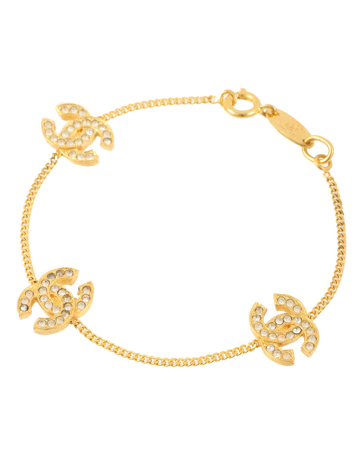 1982年製 3CCマークラインストーンブレスレット ゴールド