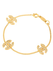 1982年製 3CCマークラインストーンブレスレット ゴールド