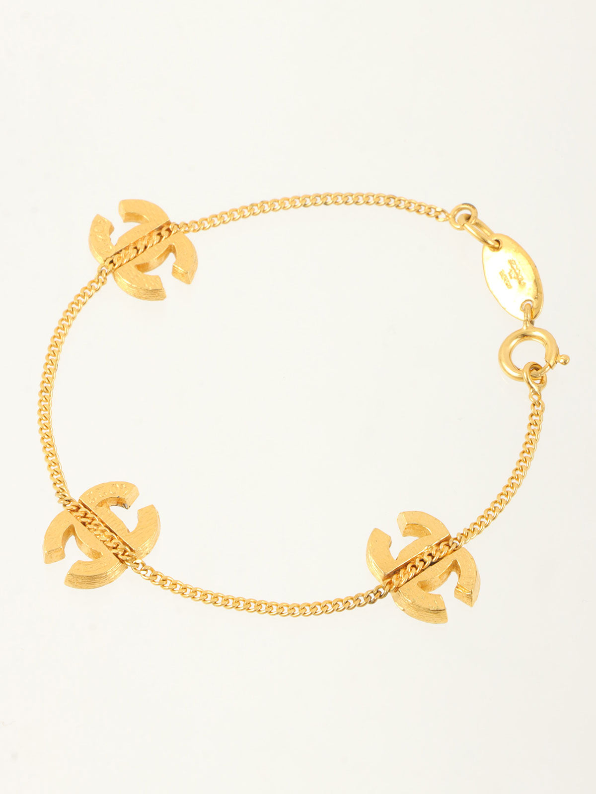 1982年製 3CCマークラインストーンブレスレット ゴールド