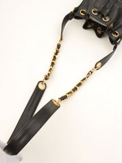 Around 1997 Made CC Mark Stitch Drawstring Shoulder Bag Black
