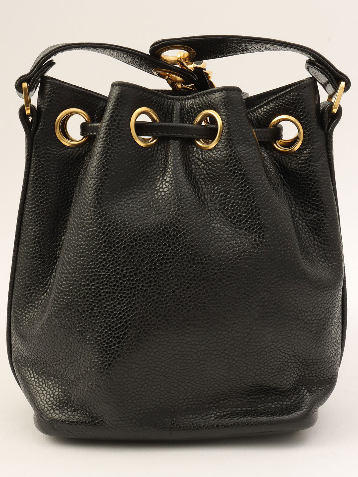 Around 1997 Made CC Mark Stitch Drawstring Shoulder Bag Black