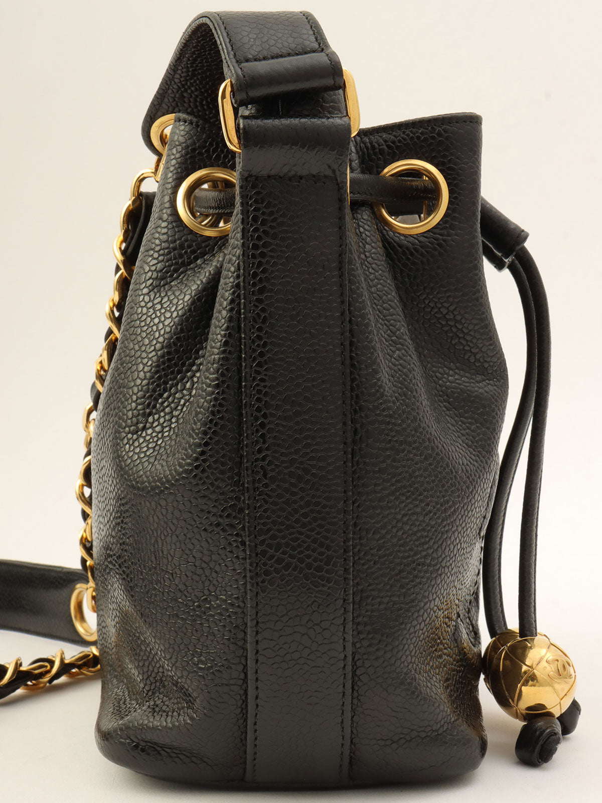 Around 1997 Made CC Mark Stitch Drawstring Shoulder Bag Black