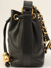Around 1997 Made CC Mark Stitch Drawstring Shoulder Bag Black