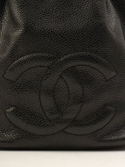 Around 1997 Made CC Mark Stitch Drawstring Shoulder Bag Black