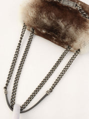 Circa 2014 Rapin Fur Logo Plate Chain Shoulder Bag Brown/Grey