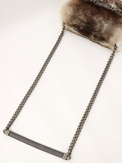 Circa 2014 Rapin Fur Logo Plate Chain Shoulder Bag Brown/Grey
