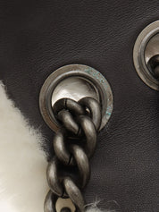 Circa 2014 Rapin Fur Logo Plate Chain Shoulder Bag Brown/Grey