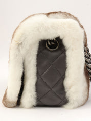 Circa 2014 Rapin Fur Logo Plate Chain Shoulder Bag Brown/Grey