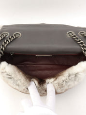 Circa 2014 Rapin Fur Logo Plate Chain Shoulder Bag Brown/Grey