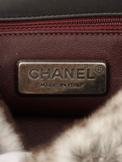 Circa 2014 Rapin Fur Logo Plate Chain Shoulder Bag Brown/Grey