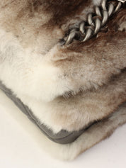 Circa 2014 Rapin Fur Logo Plate Chain Shoulder Bag Brown/Grey