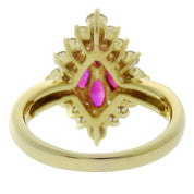 18K Ruby Diamond Motif Ring #52 Gold/Cherry Red