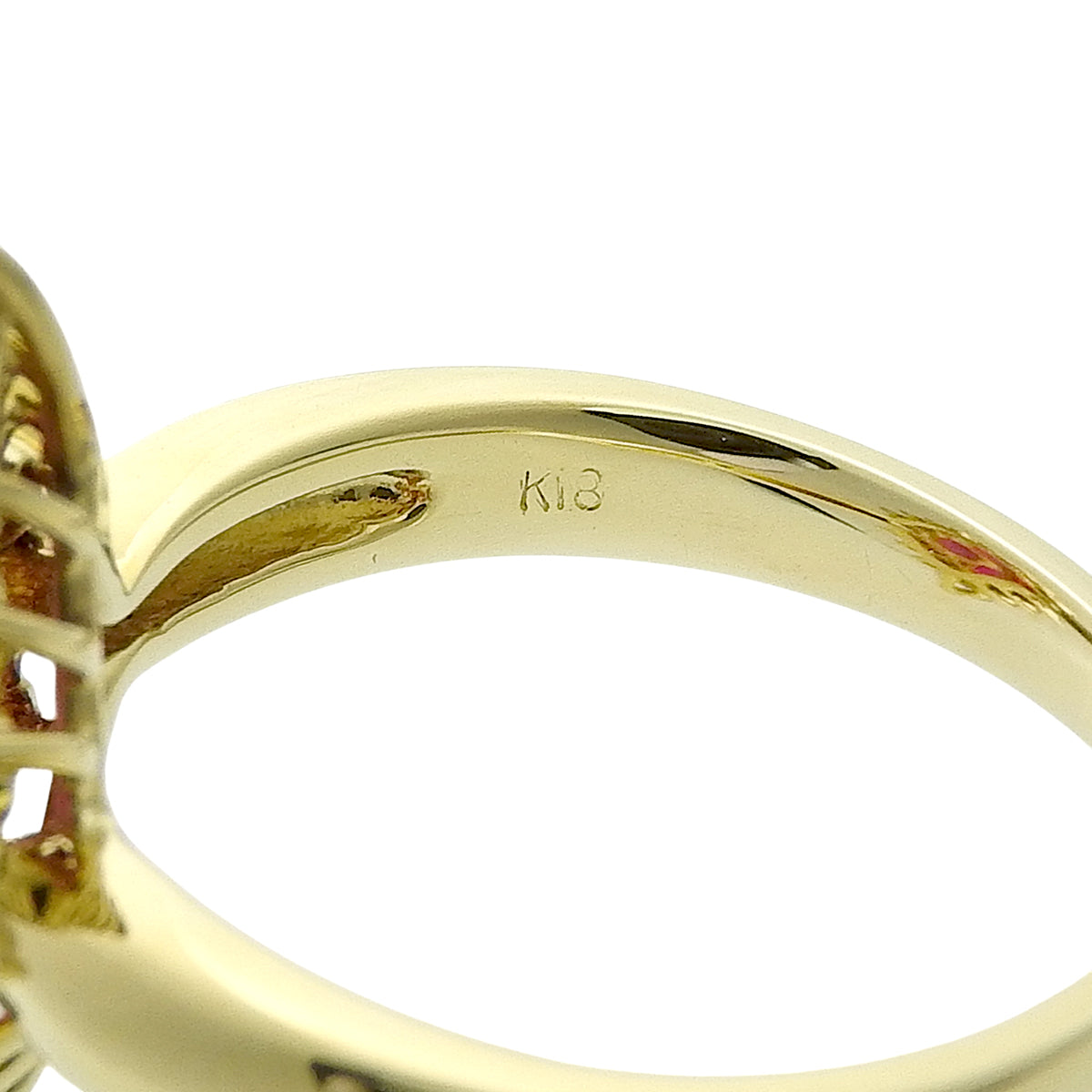 18K Ruby Diamond Motif Ring #52 Gold/Cherry Red