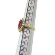 18K Ruby Diamond Motif Ring #52 Gold/Cherry Red