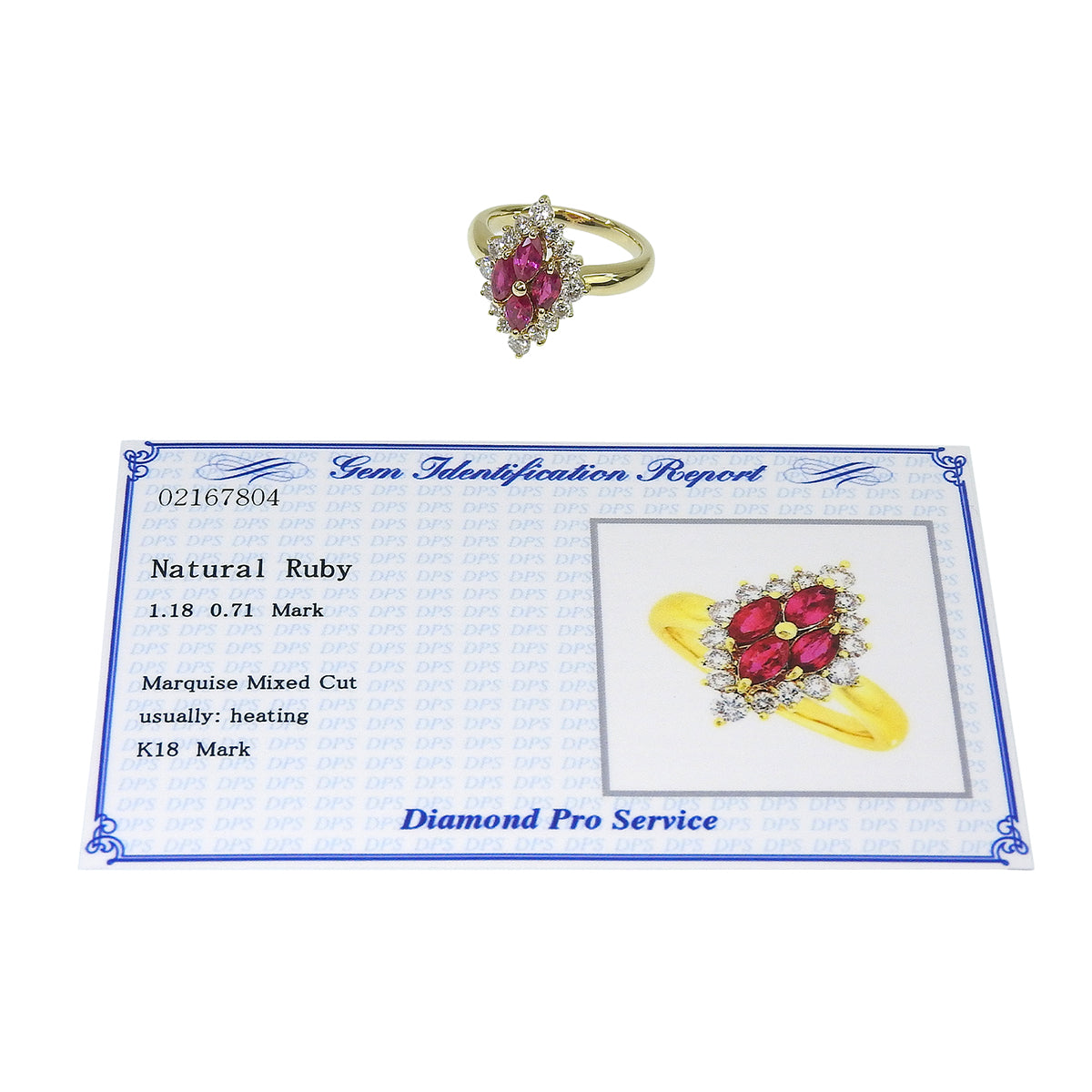 18K Ruby Diamond Motif Ring #52 Gold/Cherry Red