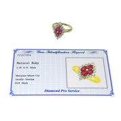 18K Ruby Diamond Motif Ring #52 Gold/Cherry Red