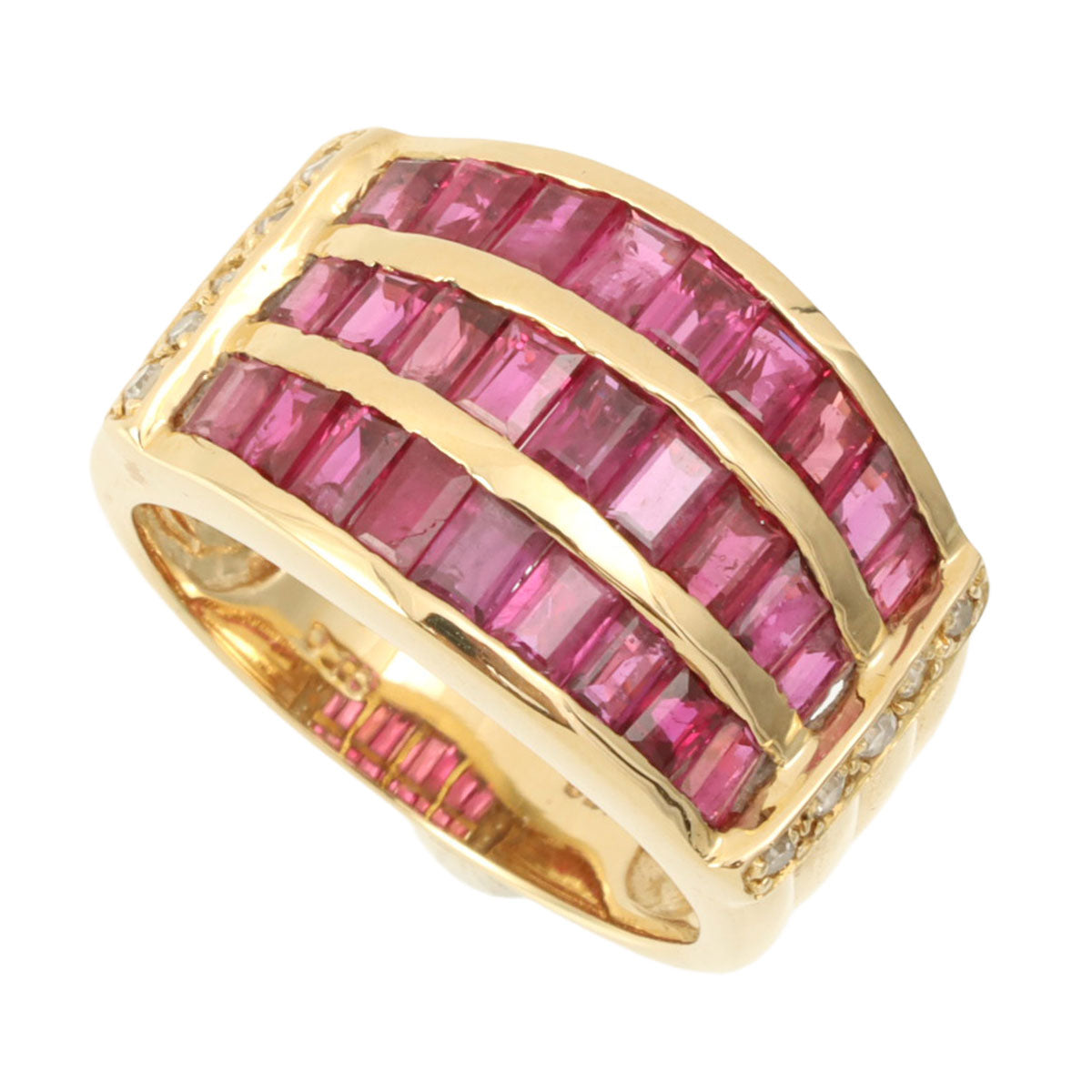 18K Ruby Diamond Ring #52 Gold/Cherry Red