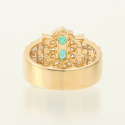 18K Platinum Emerald Diamond Design Ring #53 Gold