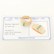 18K Platinum Emerald Diamond Design Ring #53 Gold