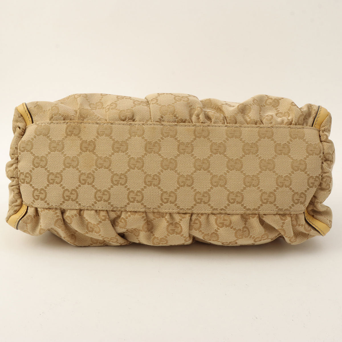Canvas GG Pattern Logo Plate Handbag Beige/Yellow