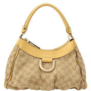 Canvas GG Pattern Logo Plate Handbag Beige/Yellow