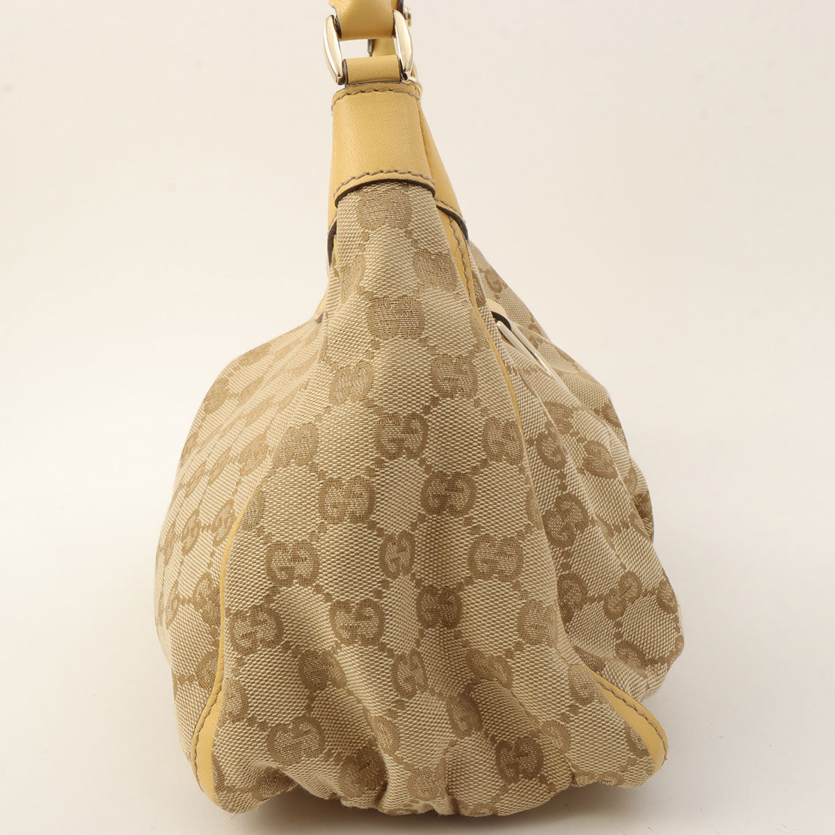 Canvas GG Pattern Logo Plate Handbag Beige/Yellow