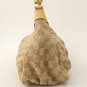 Canvas GG Pattern Logo Plate Handbag Beige/Yellow