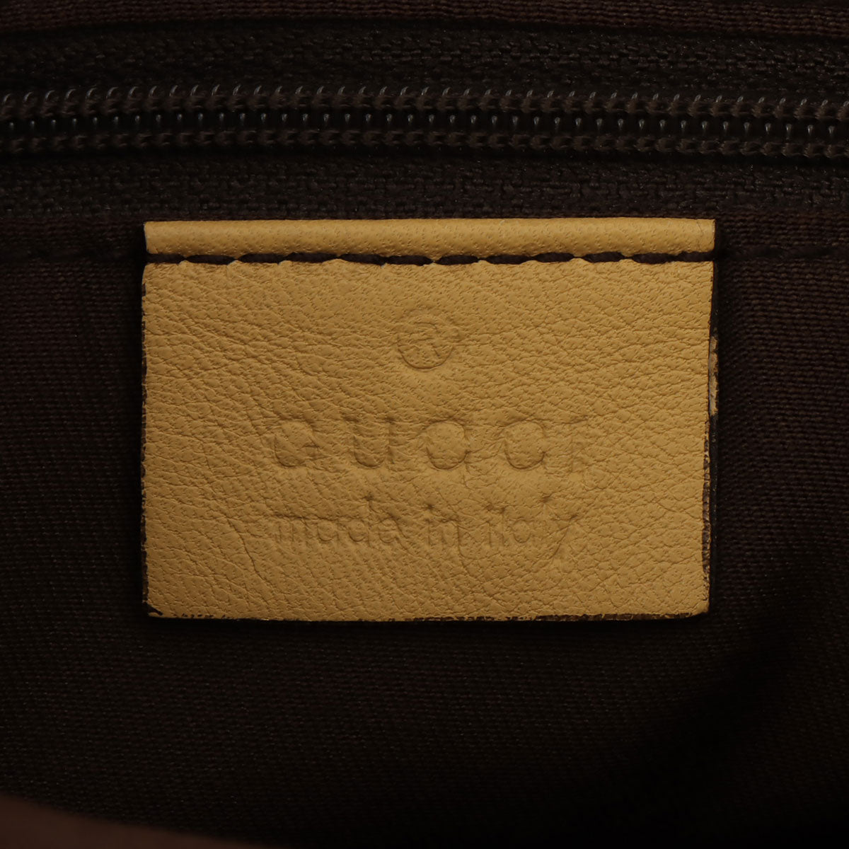 Canvas GG Pattern Logo Plate Handbag Beige/Yellow