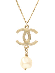 2012 Pearl Rhinestone CC Mark Necklace Gold