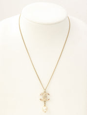 2012 Pearl Rhinestone CC Mark Necklace Gold