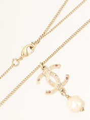 2012 Pearl Rhinestone CC Mark Necklace Gold