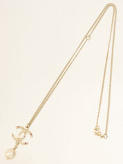 2012 Pearl Rhinestone CC Mark Necklace Gold