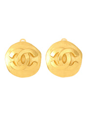1995 Round CC Mark Earrings, Gold
