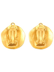 1995 Round CC Mark Earrings, Gold