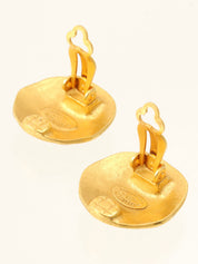 1995 Round CC Mark Earrings, Gold