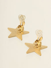 2003 Star Motif Earrings, Black/Gold