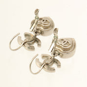 2000 Rhinestone Heart CC Mark Swing Earrings Silver